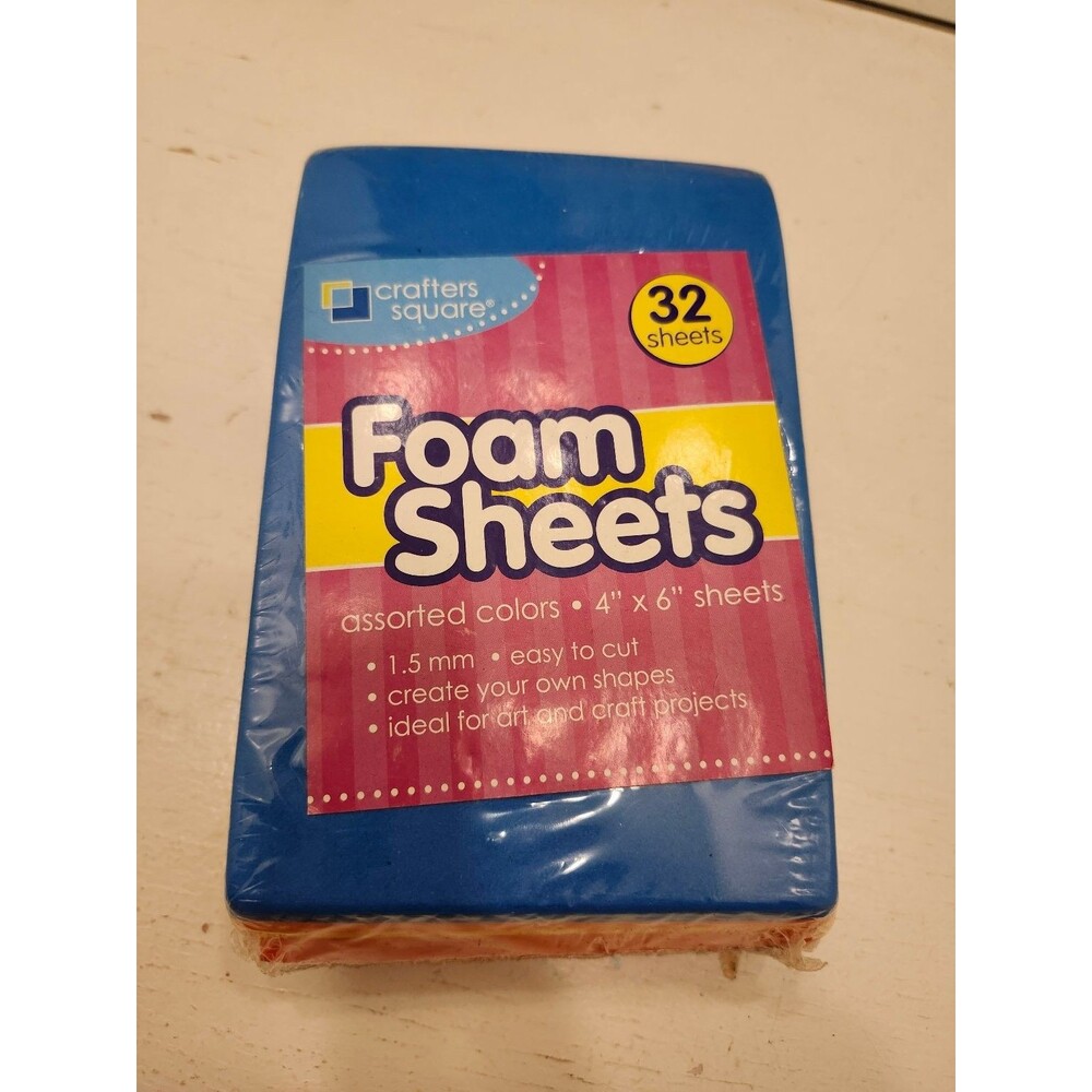 Crafters Square Foam Sheets 32pcs Assorted Colors 4x6in 1.5mm
